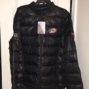 New Black Carolina Hurricanes Puffy Puffer NHL Insulated Parka Jacket Coat XL/L